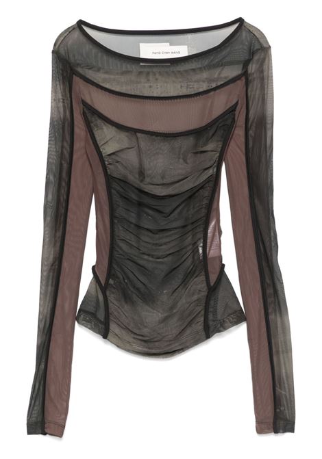 Brown Mesh Knit top Feng chen wang - women FENG CHEN WANG | Top | FWF18LS06BRWN